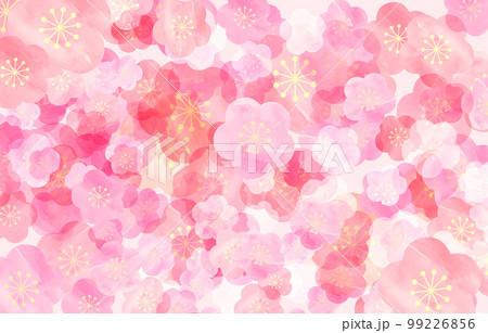 背景素材　水彩　梅　手描き　ピンク 99226856