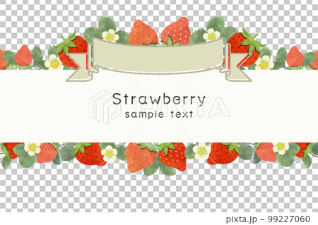 レトロなイチゴの背景フレームイラスト素材 99227060