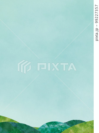 空と山の風景の水彩画イラスト背景 99227357