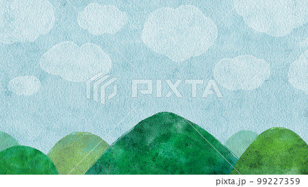 空と山の風景の水彩画イラスト背景 空と山の風景の水彩画イラスト背景 99227359