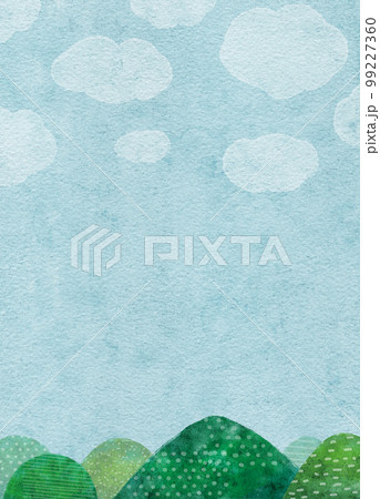 空と山の風景の水彩画イラスト背景 空と山の風景の水彩画イラスト背景 99227360