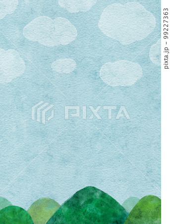 空と山の風景の水彩画イラスト背景 99227363