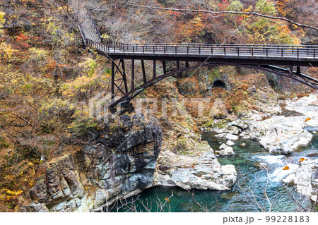 晩秋の奥日光　龍王峡の渓谷　虹見橋 99228183