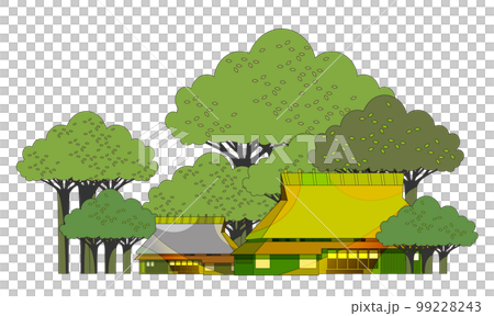 Beautiful mountain village scenery with old folk houses 99228243