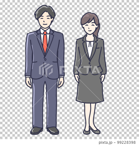Male and female illustrations in suits, whole body Male and female illustrations in suits, whole body 99228398