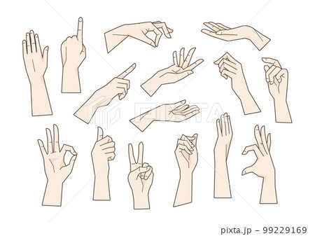 手のイラストセット コミック風 99229169