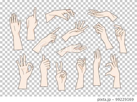 手のイラストセット コミック風 99229169