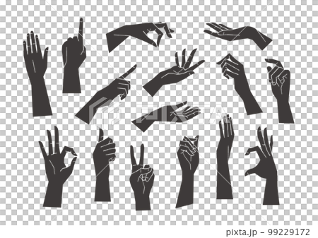 Hand illustration set silhouette 99229172