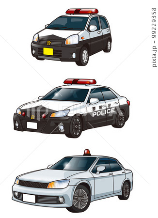 パトカーとミニパトと覆面パトカー警察車両のイラスト素材 [99229358] - PIXTA