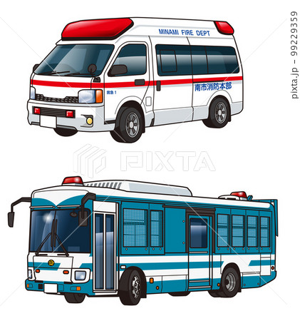 救急車と警察輸送車のセット 99229359