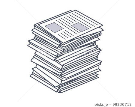 仕事や勉強などの大量の書類が乱雑に積まれた山 99230715