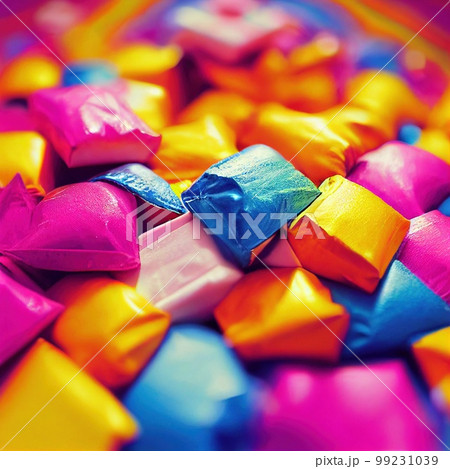 Colorful lollipops and candy. An assortment of delicious candies. 3D rendering. Colorful lollipops and candy. An assortment of delicious candies. 3D rendering. 99231039
