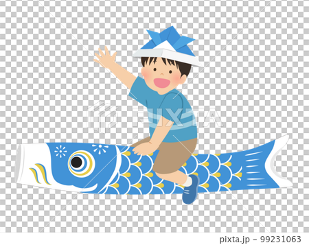 A boy riding a carp streamer_Children's Day image material 99231063
