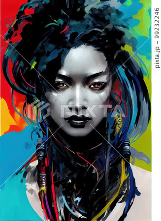 Abstract portrait of a beautiful fictional girl. Fashionable cute woman. Creative beautiful girl. Generative AI Art Abstract portrait of a beautiful fictional girl. Fashionable cute woman. Creative beautiful girl. Generative AI Art 99232246