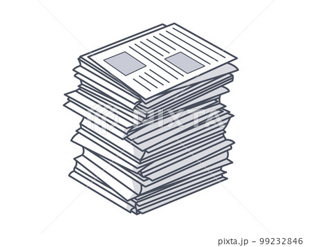 仕事や勉強などの大量の書類が乱雑に積まれた山 影付き 仕事や勉強などの大量の書類が乱雑に積まれた山 影付き 99232846