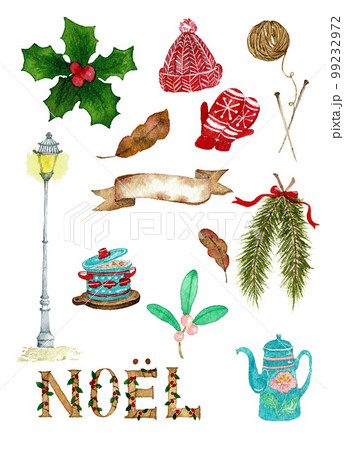 イラスト素材：冬を集めたイラスト集・水彩イラスト 99232972