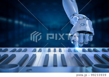 Ai music composer or generator with robot play piano 99233939