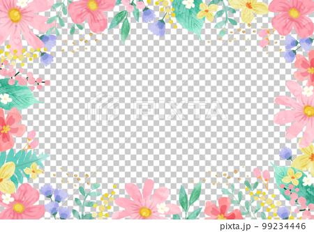 春のパステルカラーの花のベクターイラストフレーム背景 99234446