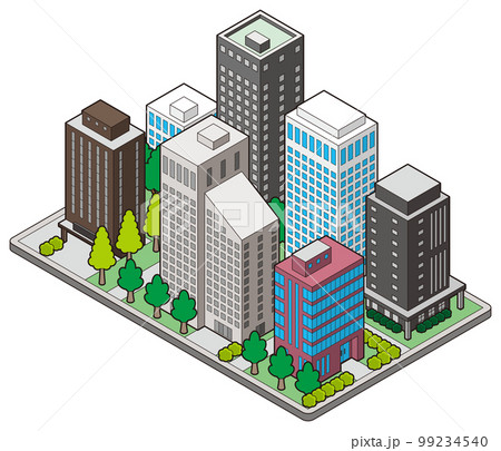 建物の立体的なイラスト. 街並みの景観. 99234540