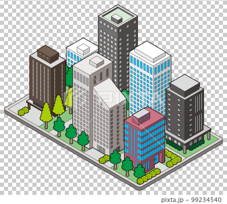 建物の立体的なイラスト. 街並みの景観. 99234540