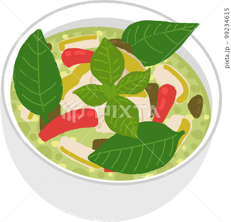 タイ料理「グリーンカレー」のイラスト(斜め) 99234615