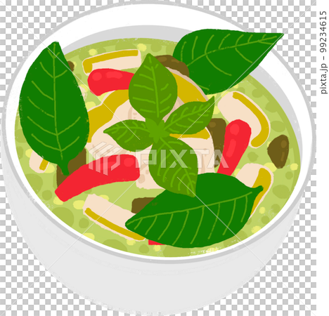タイ料理「グリーンカレー」のイラスト(斜め) 99234615