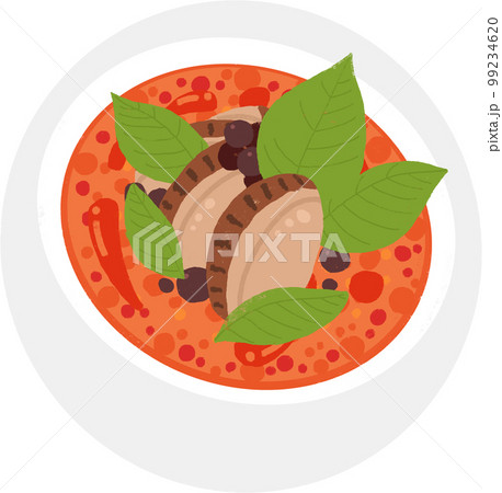 タイ料理「レッドカレー」のイラスト(斜め) タイ料理「レッドカレー」のイラスト(斜め) 99234620
