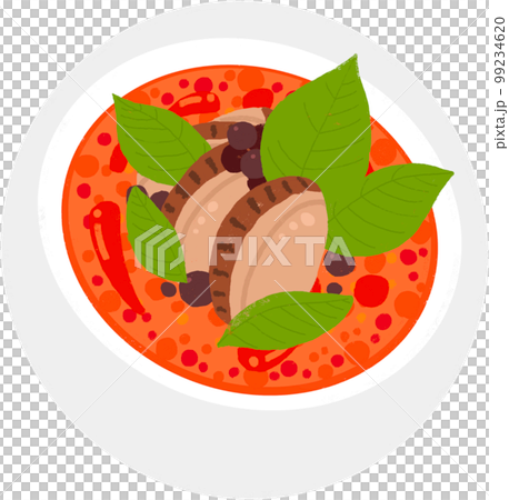 タイ料理「レッドカレー」のイラスト(斜め) タイ料理「レッドカレー」のイラスト(斜め) 99234620
