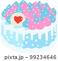 海外のカラフルなケーキのイラスト(水色) 99234646