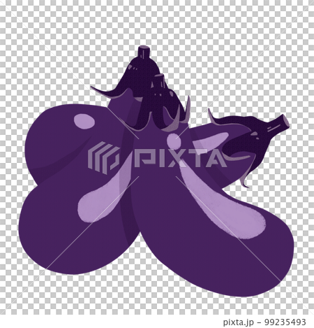 一組三個簡單茄子的插圖素材 一組三個簡單茄子的插圖素材 99235493