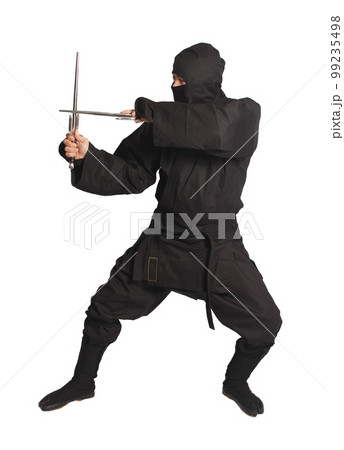 Asian Man Wearing Ninja Martial Arts Uniform Asian Man Wearing Ninja Martial Arts Uniform 99235498