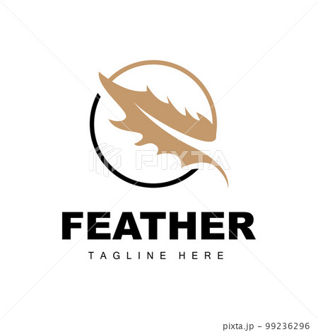 Feather Logo, Abstract Simple Feather Design, Wing Feather Vector, Pencil Stationery, Simple Icon 99236296