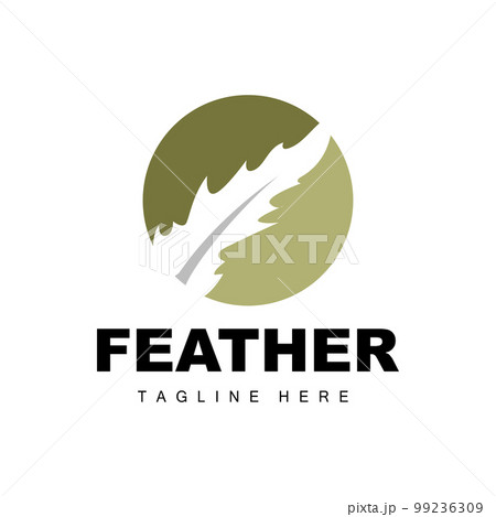 Feather Logo, Abstract Simple Feather Design, Wing Feather Vector, Pencil Stationery, Simple Icon 99236309