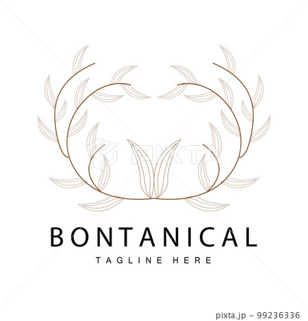 Botanical Logo, Nature Plant Design, Flower Plant Icon Vector With Line Model 99236336