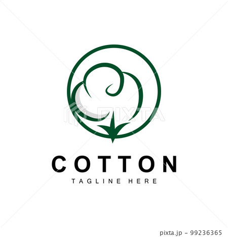 Cotton Logo, Soft Cotton Flower Design Vector Natural Organic Plants Apparel Materials And Beauty Textiles 99236365
