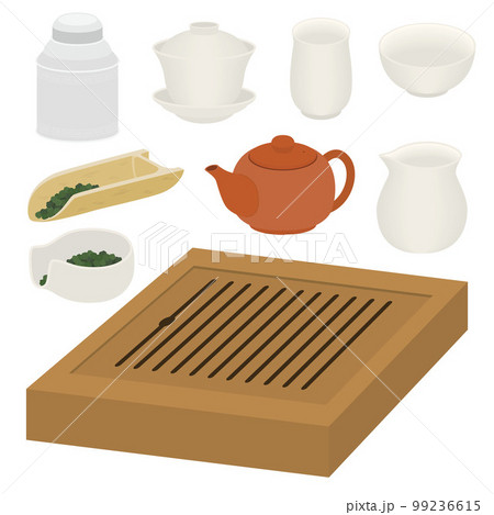 台湾茶の道具のイラストセット 台湾茶の道具のイラストセット 99236615