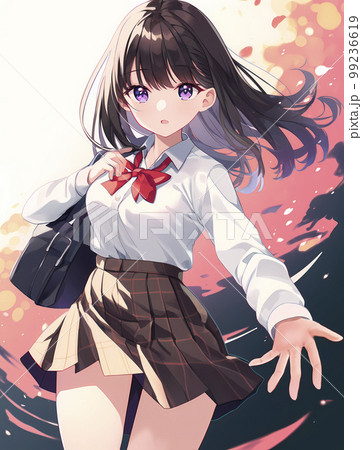 手を差し伸べる女子生徒 アニメ風イラスト「AI生成画像」のイラスト