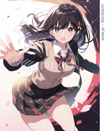 手を差し伸べる女子生徒　アニメ風イラスト「AI生成画像」 99236620