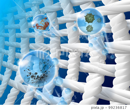 The power of removing stains and dirt on the fabric fiber. Detergent bubbles that are effective in purifying the dirt of germs. Vector 3d realistic file. The power of removing stains and dirt on the fabric fiber. Detergent bubbles that are effective in purifying the dirt of germs. Vector 3d realistic file. 99236817