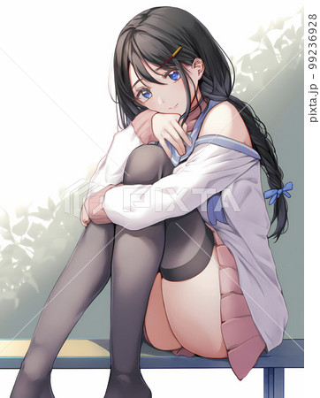 Wallpaper ID 98190  anime manga anime girls simple background  minimalism schoolgirl sitting long sleeves free download
