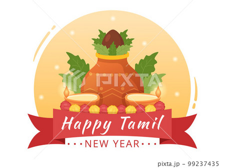 Happy Tamil New Year Illustration with Vishu Flowers, Pots and Indian Hindu Festival in Flat Cartoon Hand Drawn for Landing Page Templates Happy Tamil New Year Illustration with Vishu Flowers, Pots and Indian Hindu Festival in Flat Cartoon Hand Drawn for Landing Page Templates 99237435