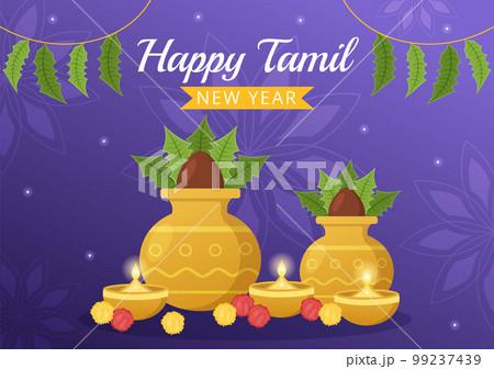 Happy Tamil New Year Illustration with Vishu Flowers, Pots and Indian Hindu Festival in Flat Cartoon Hand Drawn for Landing Page Templates Happy Tamil New Year Illustration with Vishu Flowers, Pots and Indian Hindu Festival in Flat Cartoon Hand Drawn for Landing Page Templates 99237439