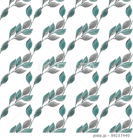 Shrub branches with green leaves. Vintage watercolor seamless pattern for your design. Ideal for textiles and walls Shrub branches with green leaves. Vintage watercolor seamless pattern for your design. Ideal for textiles and walls 99237440