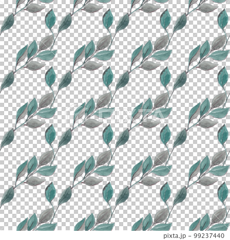 Shrub branches with green leaves. Vintage watercolor seamless pattern for your design. Ideal for textiles and walls Shrub branches with green leaves. Vintage watercolor seamless pattern for your design. Ideal for textiles and walls 99237440