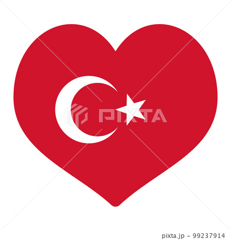 ハート型のトルコの国旗のベクターイラスト 99237914
