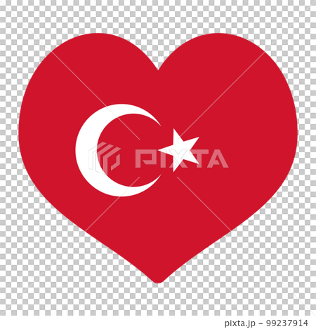 ハート型のトルコの国旗のベクターイラスト 99237914