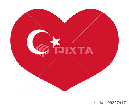 緩やかなハート型のトルコの国旗のベクターイラスト
