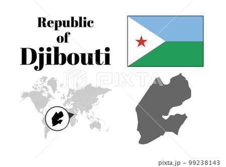 ジブチ 国旗/地図/領土 ジブチ 国旗/地図/領土 99238143