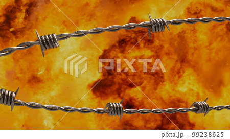 The barbed wire on fire background for security or military concept 3d rendering The barbed wire on fire background for security or military concept 3d rendering 99238625