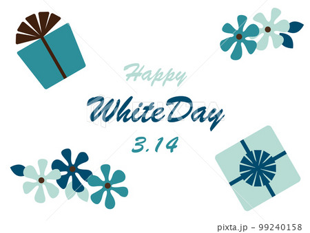 花とギフトボックスのホワイトデーイメージイラスト 99240158